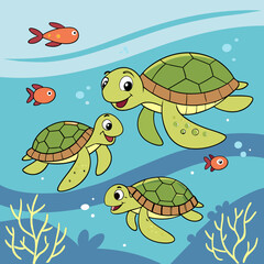sea turtle seamless pattern