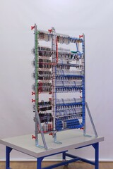 View from the back of the electrical panel. Connection of electronic modules using copper...