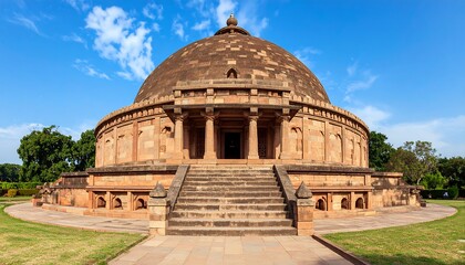 Obraz premium Ancient dome-shaped monument with steps