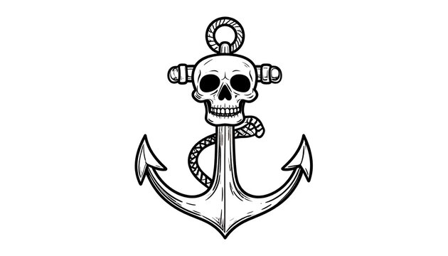 Skull-topped anchor graphic