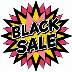 Fototapeta premium Bright black sale burst with pink and yellow accents