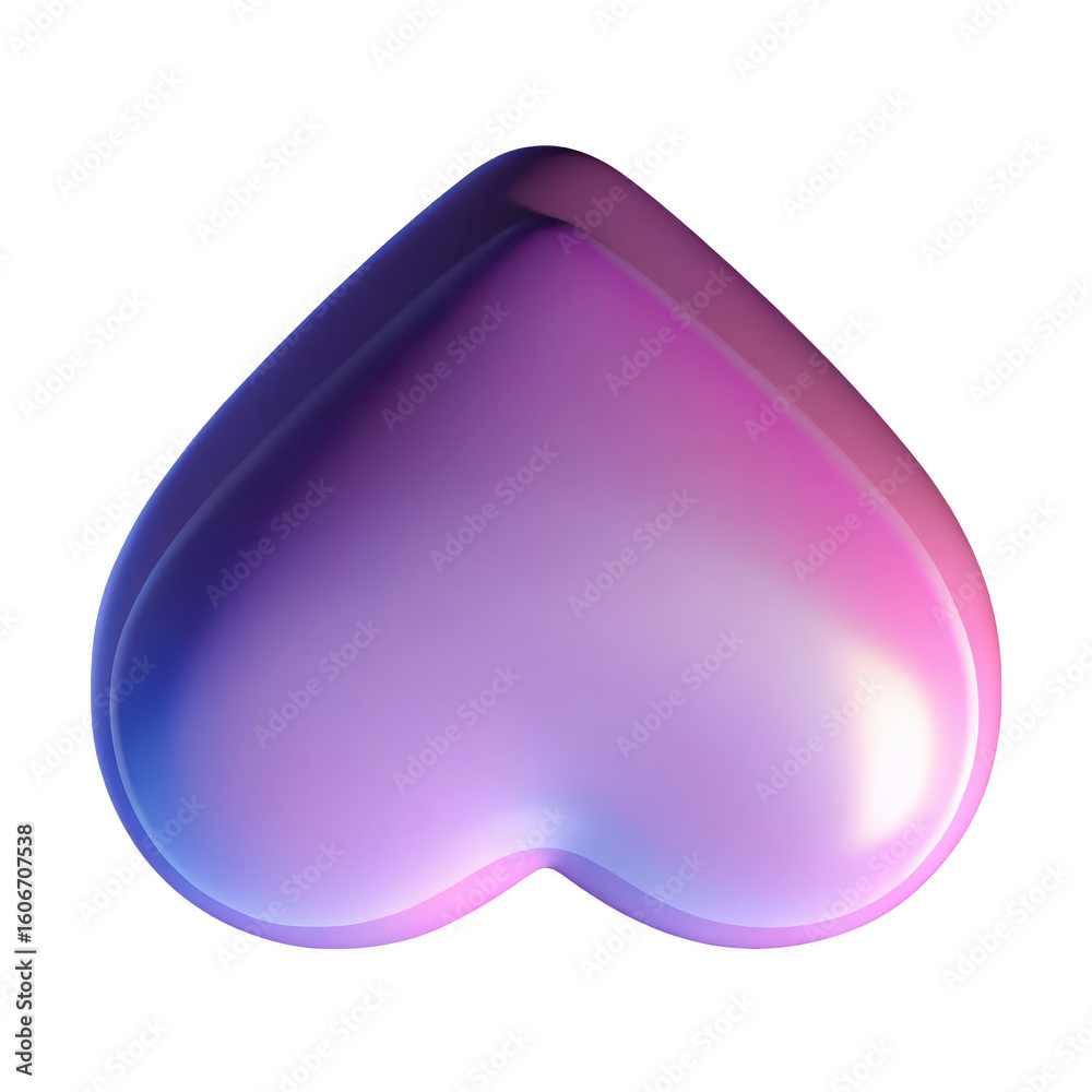 Poster smooth gradient heart shape with soft edges and subtle shimmering light effects isolated on transpar