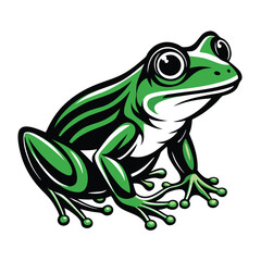 Vibrant Green Frog Cartoon Illustration A Striking Image of Wildlife in a Bold Artistic Style