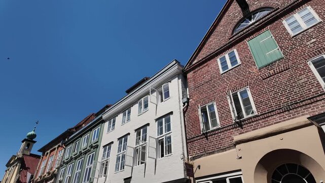 Panoramic view of historic houses in the old town of Luneburg, Germany