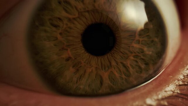 Macro shot of human brown blue eye with visible iris texture