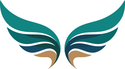 Abstract Teal and Gold Wings: Elegant, Modern, Corporate Logo Design