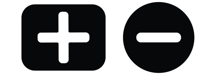 Plus minus circular element icon vector illustration. Add and remove round button icons