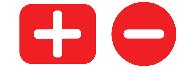 Plus minus circular element icon vector illustration. Add and remove round button icons