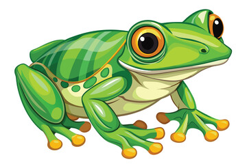 Vibrant Green Frog Cartoon Illustration A Striking Image of Wildlife in a Bold Artistic Style