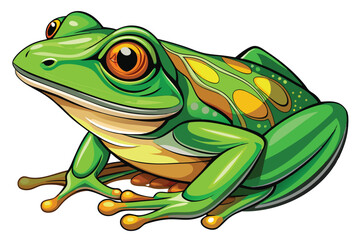 Vibrant Green Frog Cartoon Illustration A Striking Image of Wildlife in a Bold Artistic Style