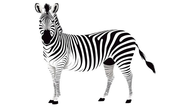 Illustration of a zebra with black and white stripes isolated isolated on transparent background