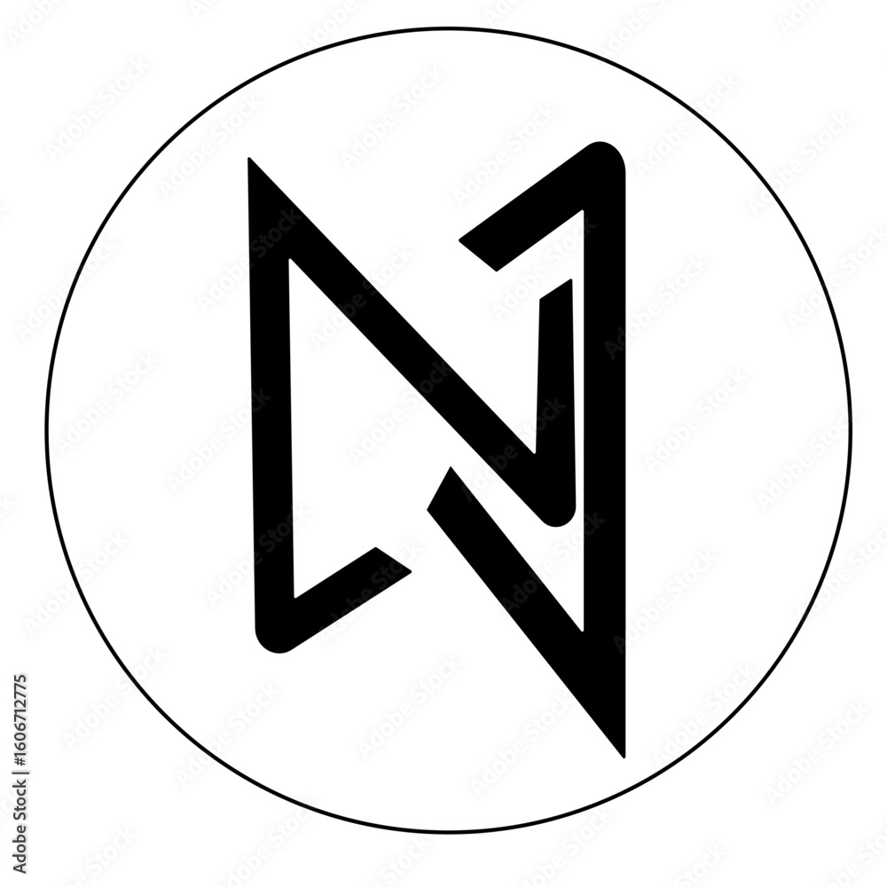 Fototapete sleek vector logo with sharp black lines forming mirrored initials, placed within a clean circular b