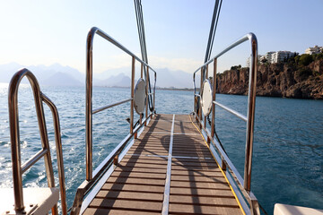 Deck stairs. Antalya. Sea view.