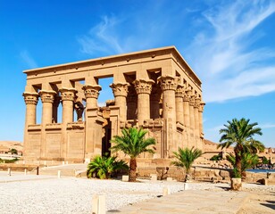 Fototapeta premium Ancient Egyptian temple under clear sky