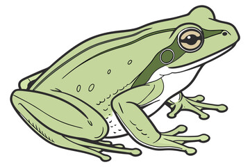 Vibrant Green Frog Cartoon Illustration A Striking Image of Wildlife in a Bold Artistic Style