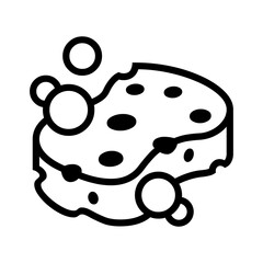 Clean sponge icon with bubbles design element, suitable for hygiene, cleaning, and housework related graphics and vector artwork.