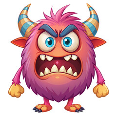 Angry Pink Monster with Horns