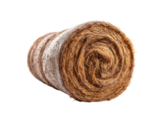 Rolled hay bale isolated on black background agricultural product, Isolated On Transparent Background, Png