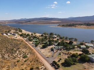 Aerial View of Lakeside Settlement in Clanwilliam, South Africa