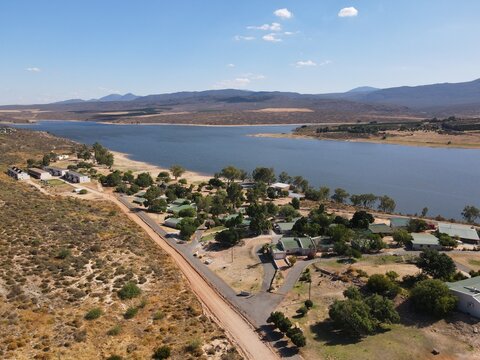 Aerial View of Lakeside Settlement in Clanwilliam, South Africa