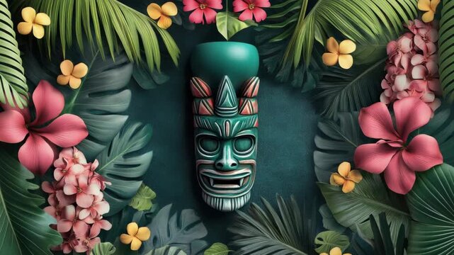 Handcrafted Hawaiian tiki statue, symbolizing the rich cultural heritage of Polynesian art. Intricately carved with traditional patterns and motifs.