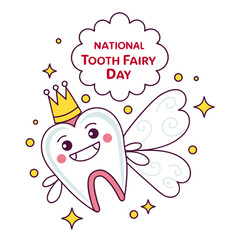 NATIONAL TOOTH FAIRY DAY vector illustration