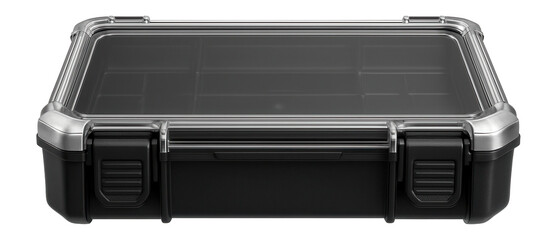 Transparent lid tool case for easy content visibility in a professional workshop.