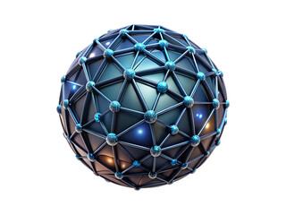 Abstract sphere network blue nodes dark background futuristic technology design