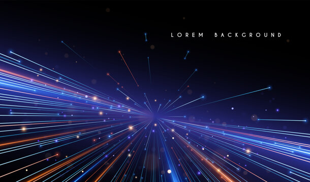 Light motion lines effect on black background