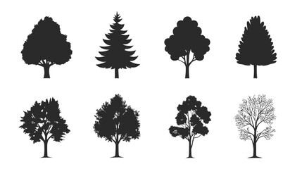 Fototapeta premium Tree outline vector graphic on white background, minimal line art of natural foliage, eco-friendly design element, environmental and botanical concept illustration in clean monochrome style