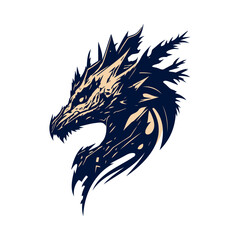 Artistic dragon head graphic featuring detailed scales and menacing expression, ideal for fantasy themed designs and creative projects.