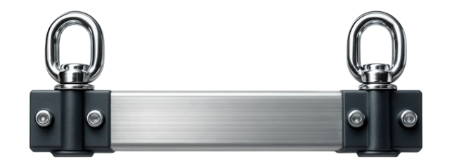 Heavy-duty steel cable mounting profile with anchor points for high-load applications in warehouses.