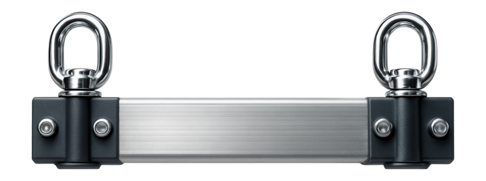 Heavy-duty steel cable mounting profile with anchor points for high-load applications in warehouses.