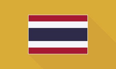 Thailand flag with white border and long shadow effect. Vector illustration for editorial, educational, patriotic contexts, or design projects involving Thai national symbols