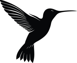Obraz premium realistic vector of black silhouette of humming bird
