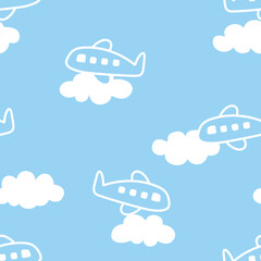 Airplane seamless pattern design for background, wallpaper, textile design, fabric, card, wrapping paper, carpet, notebook, diary cover, blanket, blanket for kids, decorative, and etc.