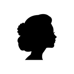 Elegant woman profile silhouette with hairstyle, a graceful design for beauty salons, fashion brands, or sophisticated logo creation.