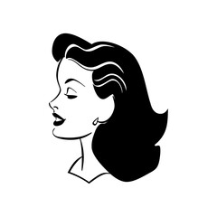 A stylish woman portrait design showcasing retro charm and elegant beauty, ideal for fashion branding or vintage themed projects.