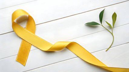 Red awareness ribbon, a symbol of hope and support for AIDS and HIV, isolated on a blue background