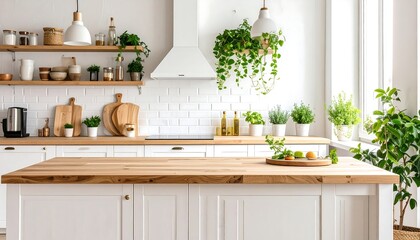 Bright, modern kitchen with wooden accents