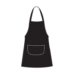 Worker apron silhouette, Worker apron vector illustration, The solid black apron with pocket, 