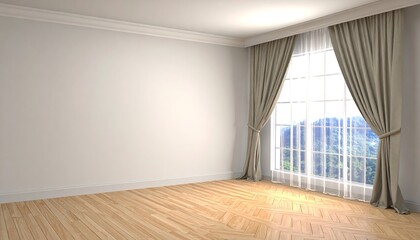 Fototapeta premium Empty room with large window, light and airy (1)