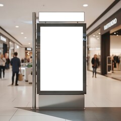 Blank billboard in a shopping mall.