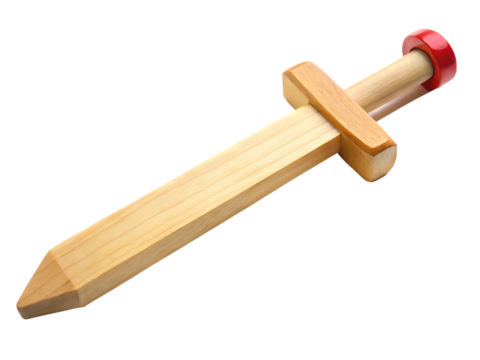 wooden toy sword for children isolated on white background PNG, AI GENERATED