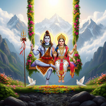 Divine Sawan with Shiva-Parvati

