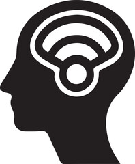 human head silhouette with wifi icon vector