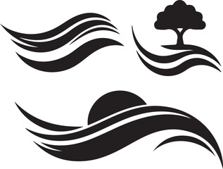 Waves vector leaf tree vector