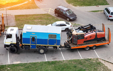 Modern machine for horizontal drilling and laying of water pipes and electric cables, industry