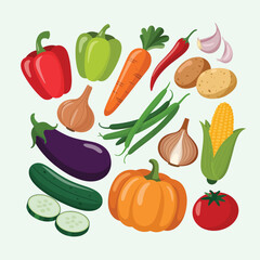 Vibrant assortment of fresh vegetables and produce