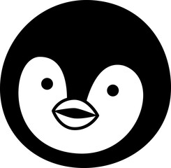 cute cartoon penguin head silhouette vector.
Simple penguin face black icon.
Transparent background. svg.